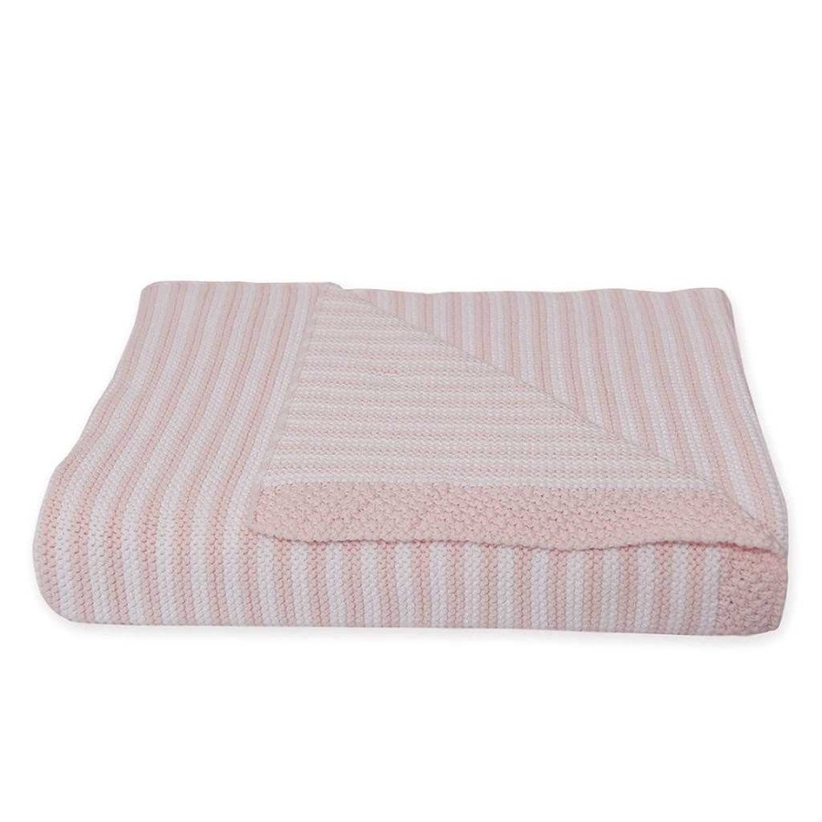 Sleep Living Textiles | Living Textiles 100% Cotton Knit Stripe Blanket - Pink/White