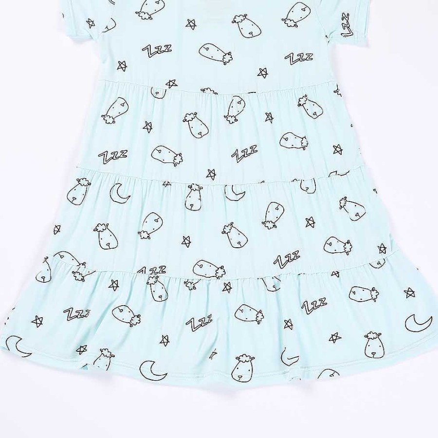 Dress Baa Baa Sheepz | Baa Baa Sheepz Tiered Dress Sweet Dreams Baa Baa - Blue