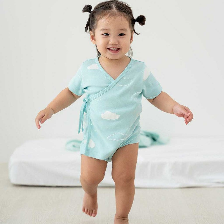 Dress Le Petit Society | Motherswork X Le Petit Society Baby Organic Short Sleeve Kimono Top In Cloud Print