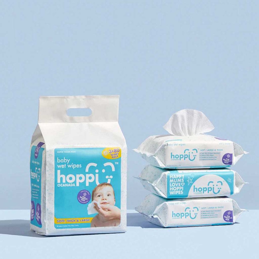 Poop Hoppi Baby Wipes | Hoppi Baby Wet Wipes [Bundle Of 3] (3X80 Wipes)