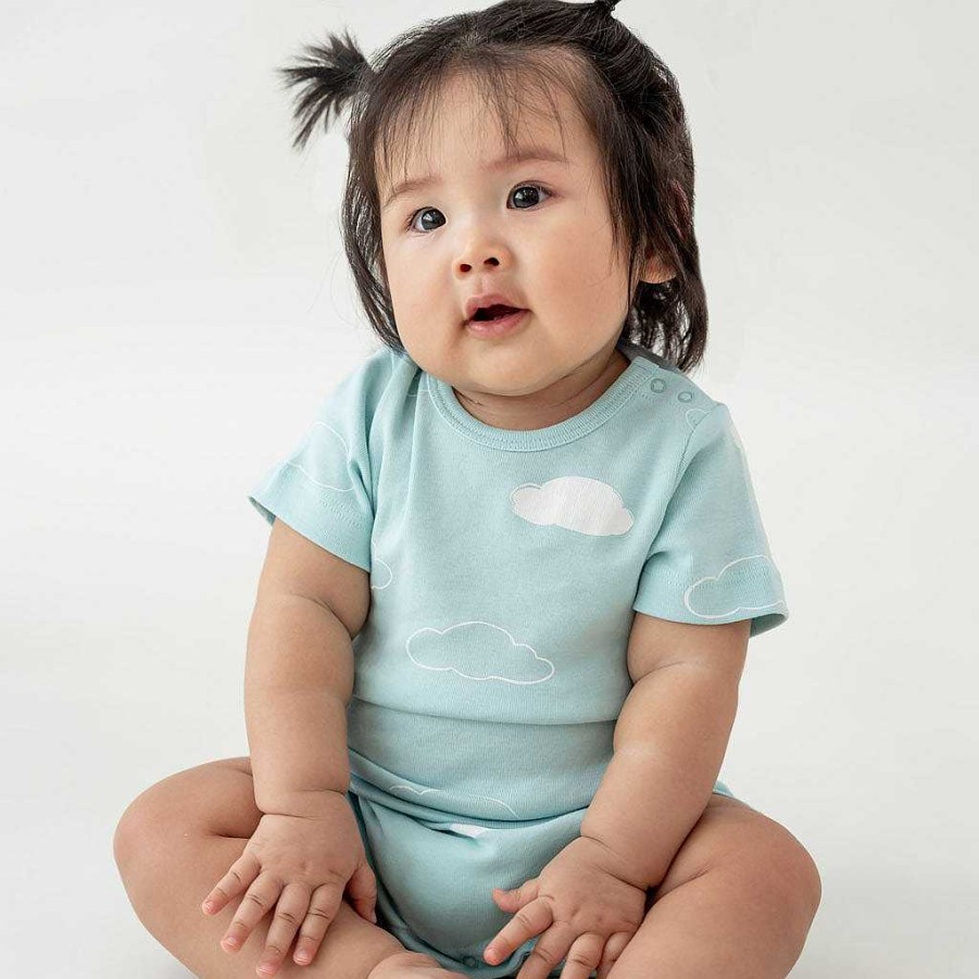 Dress Le Petit Society | Motherswork X Le Petit Society Baby Organic Short Sleeve Romper In Cloud Print