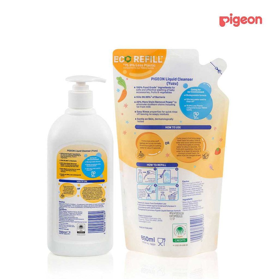 Bath Pigeon Sanitisers & Cleaners | Pigeon Liquid Cleanser Yuzu Bundle [ 700Ml + 650Ml (Refill) ]