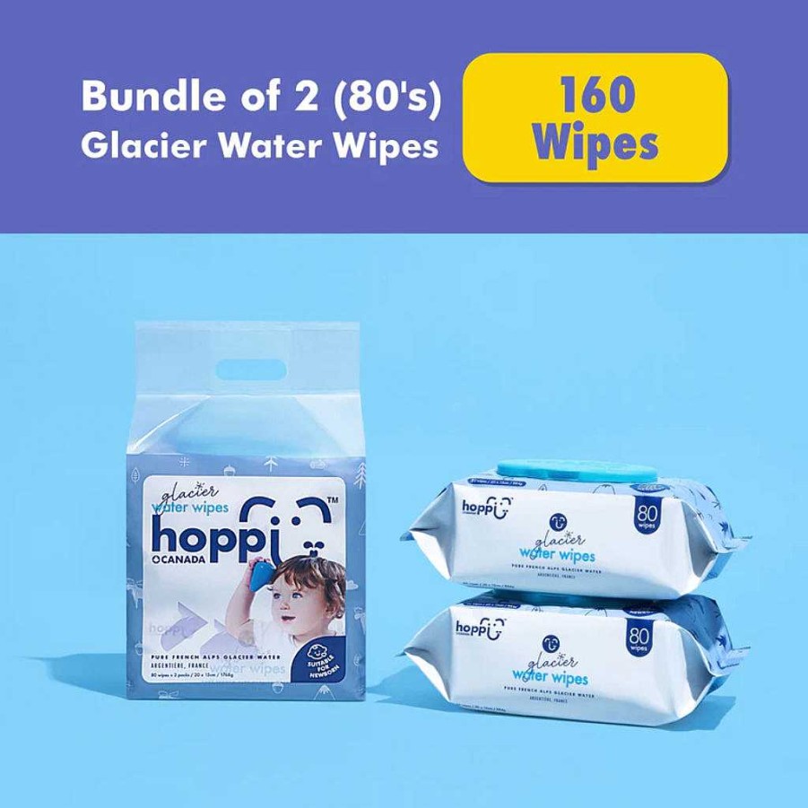 Poop Hoppi Baby Wipes | Hoppi Glacier Water Wipes [Bundle Of 2] (2X80 Wipes)