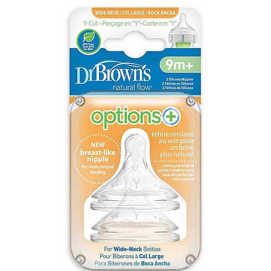 Eat Dr Brown's Teats | Dr Brown'S Wide Neck Silicone Options+ Nipple 2 Pack