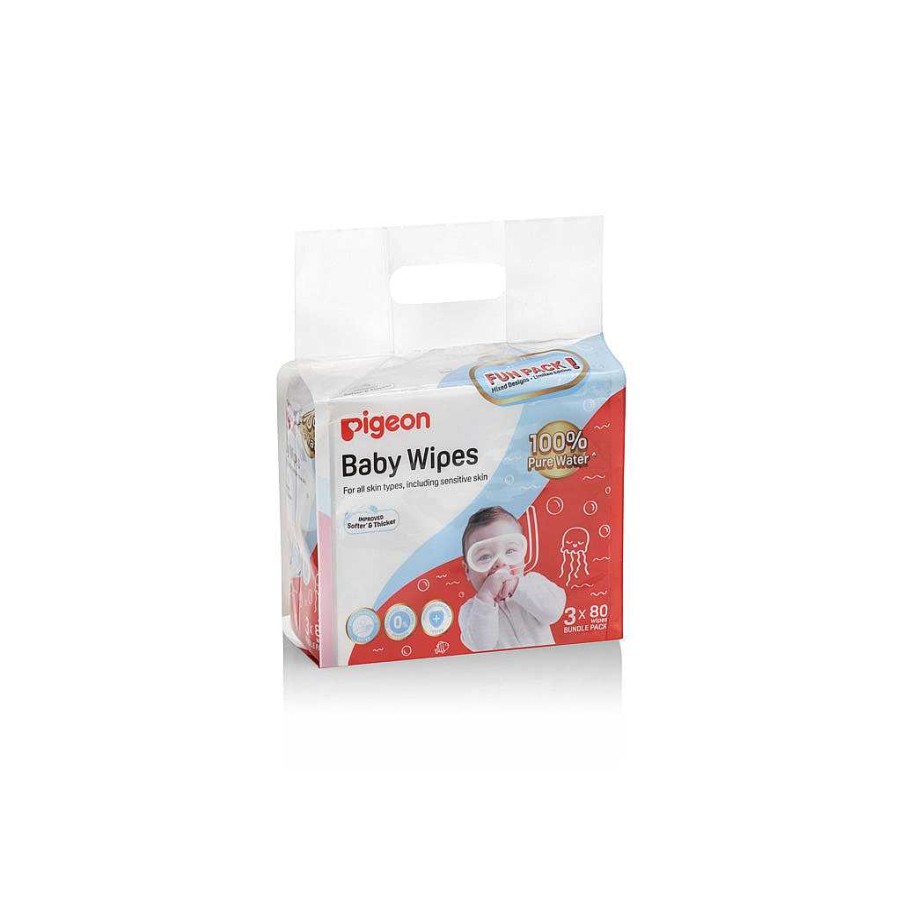 Poop Pigeon Baby Wipes | Pigeon 100% Water Wipes 3 X 80S