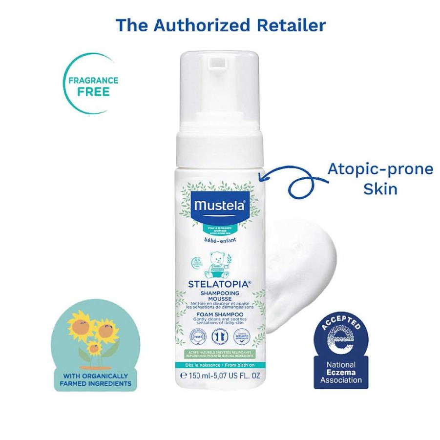 Mother Mustela Skin Care | Mustela Stelatopia Foam Shampoo