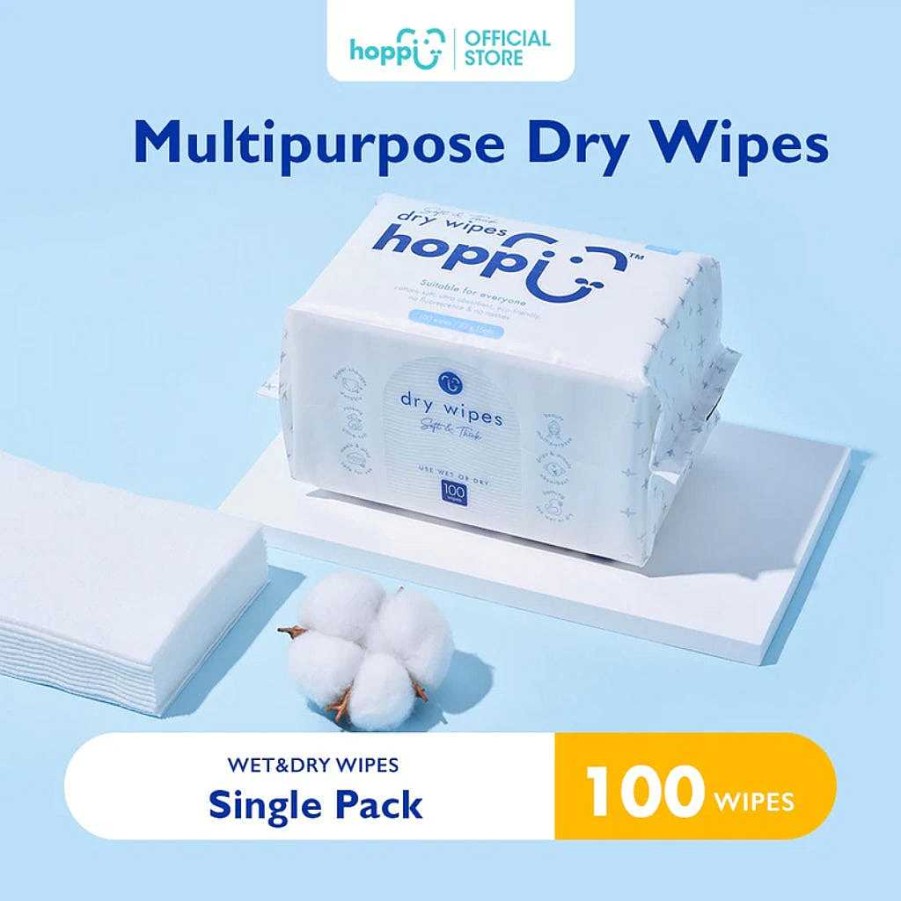 Poop Hoppi Baby Wipes | Hoppi Dry Wipes (100 Wipes) Single Pack