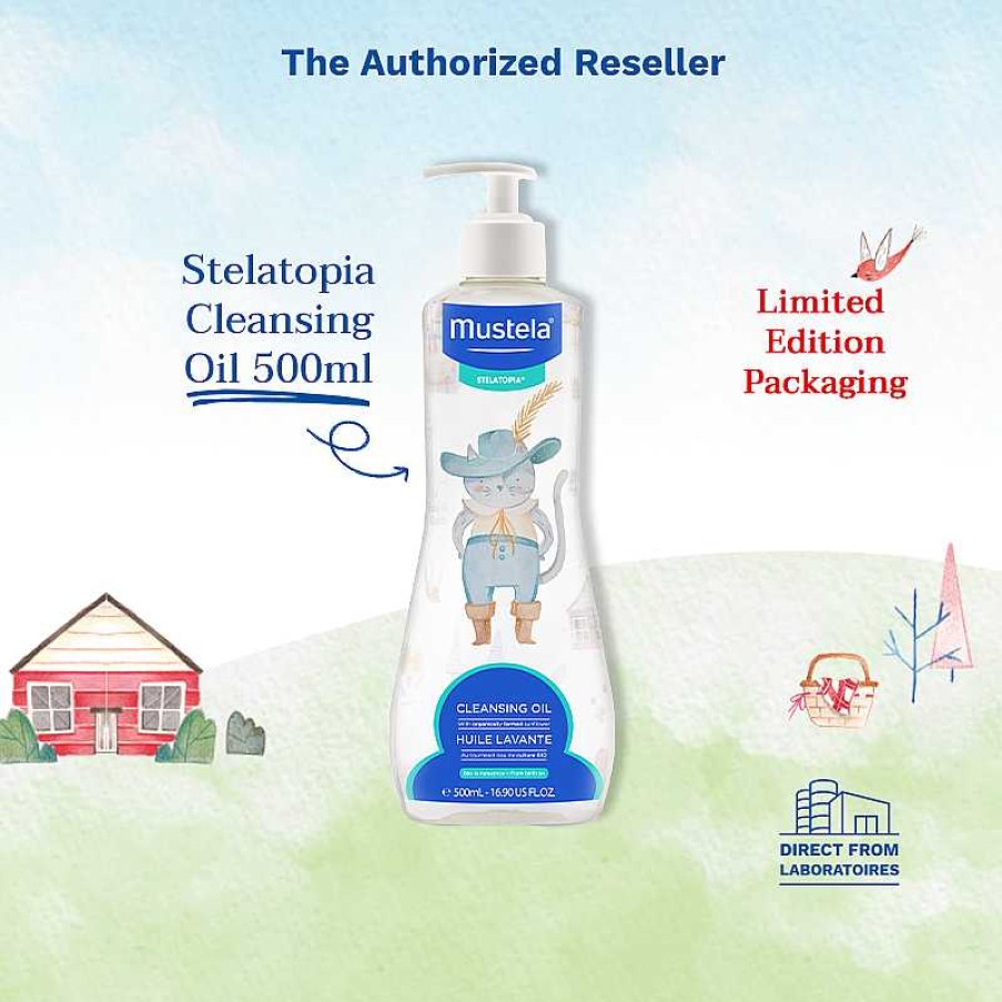 Mother Mustela Skin Care | Mustela Fairy Tale Stelatopia Cleansing Oil - Puss In Boots