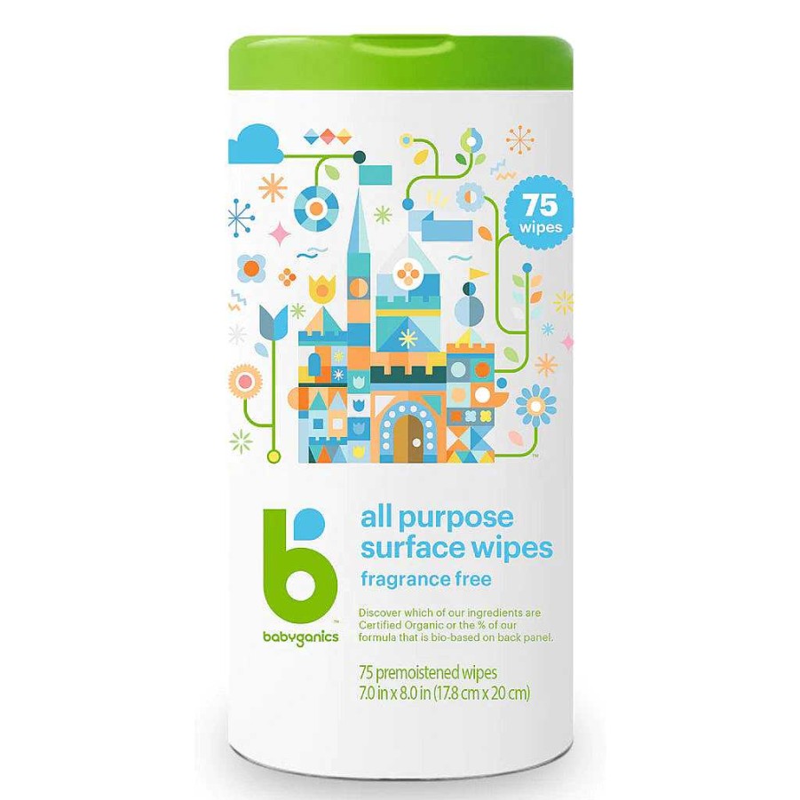 Bath Babyganics Sanitisers & Cleaners | Babyganics All Purpose Wipes 75 Sheets