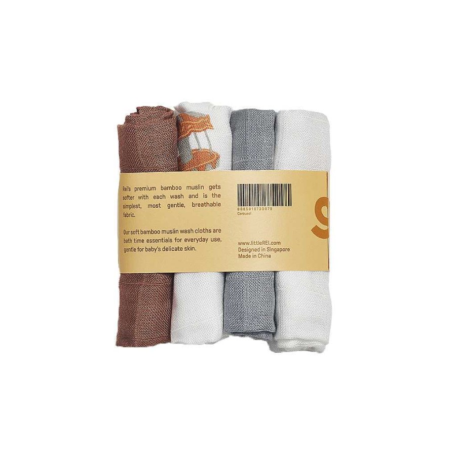 Bath Little Rei | Little Rei Bamboo Carousel Wash Cloth - 4Pc