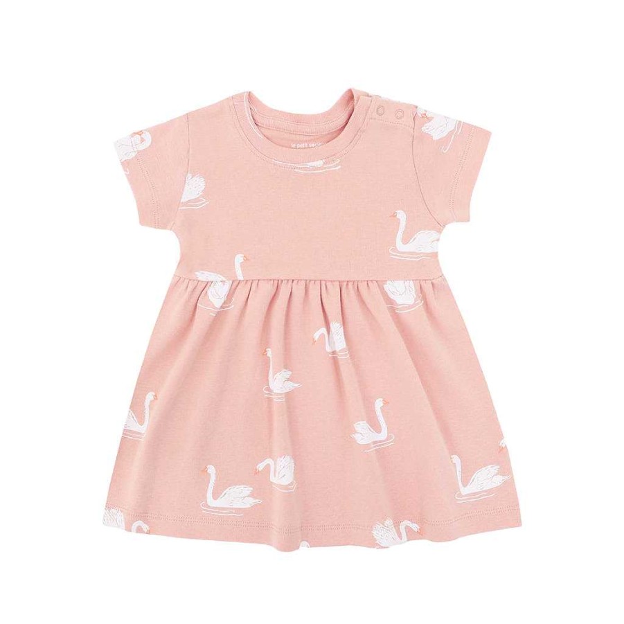 Dress Le Petit Society | Motherswork X Le Petit Society Baby Girl Organic Dress In Swan Print