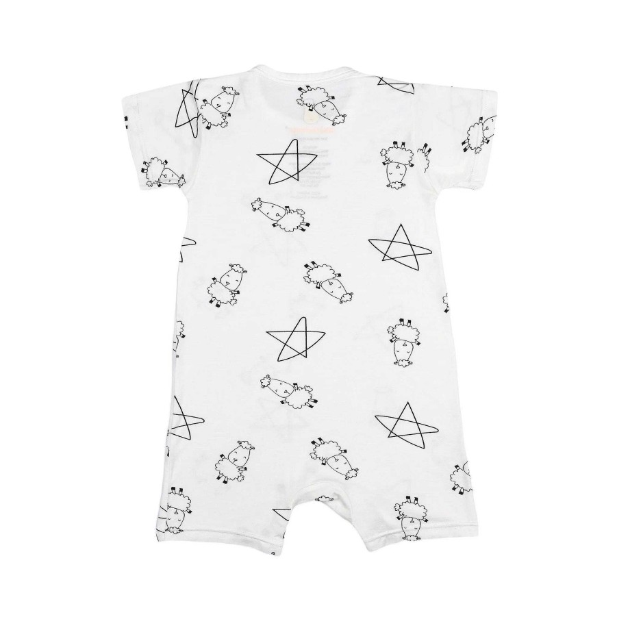 Dress Baa Baa Sheepz | Baa Baa Sheepz Romper Short Sleeve Cute Big Star & Sheepz - White