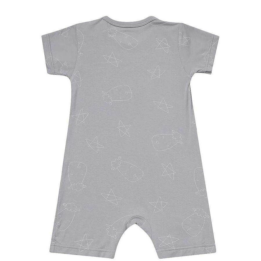 Dress Baa Baa Sheepz | Baa Baa Sheepz Romper Short Sleeve Cute Big Star & Head - Grey