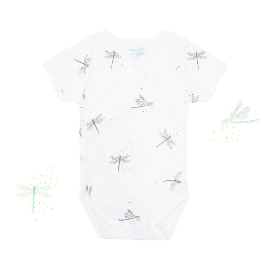 Dress Le Petit Society | Motherswork X Le Petit Society Baby Organic Kimono Romper In Dragonfly Print