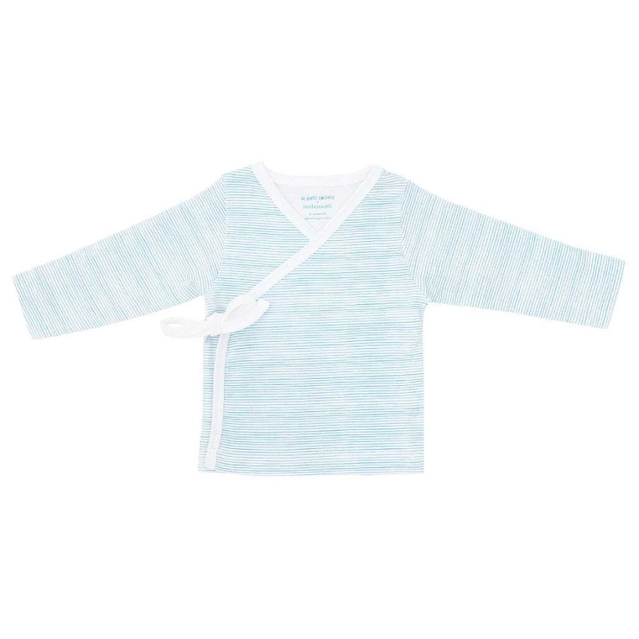 Dress Le Petit Society | Motherswork X Le Petit Society Baby Organic Long Sleeve Kimono Top In Blue Stripes