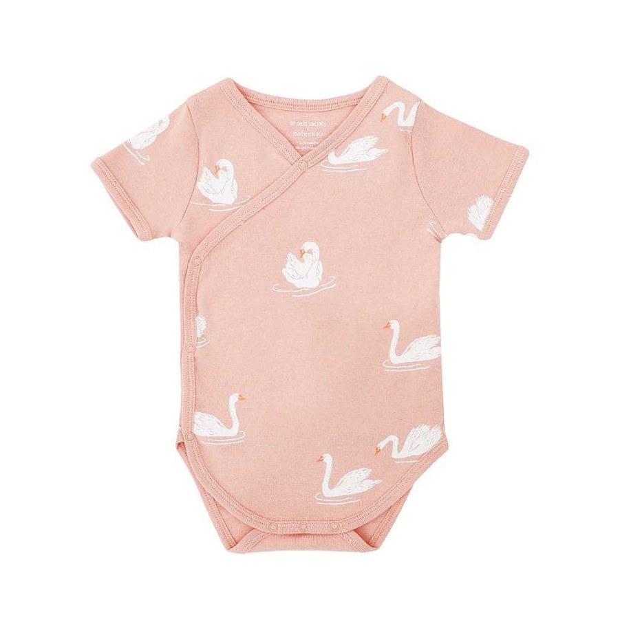 Dress Le Petit Society | Motherswork X Le Petit Society Baby Organic Kimono Romper In Swan Print