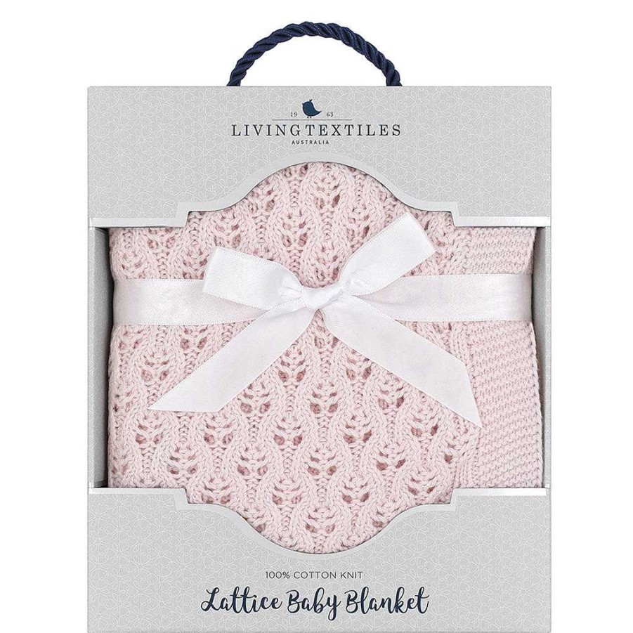 Sleep Living Textiles | Living Textiles 100% Cotton Lattice Knit Baby Blanket - Blush Pink