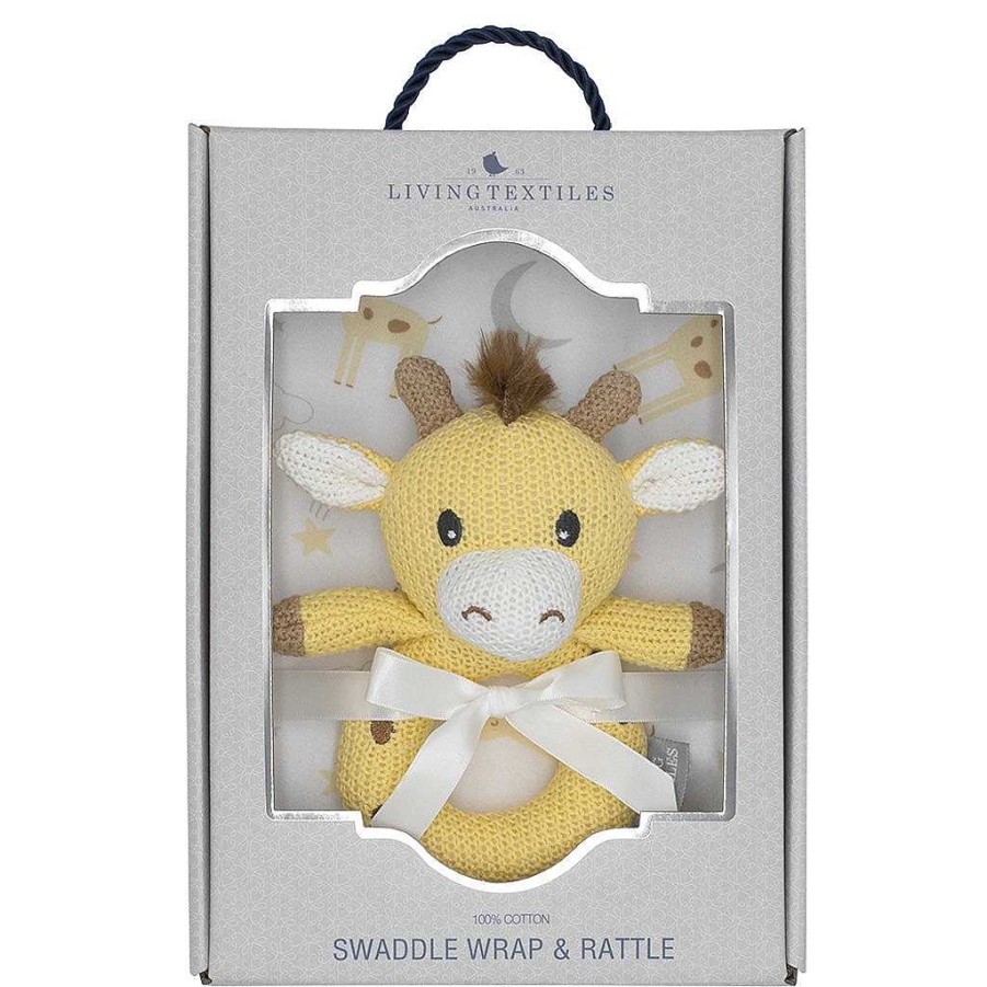 Sleep Living Textiles | Living Textiles Jersey Swaddle & Rattle Gift Set - Noah/Giraffe