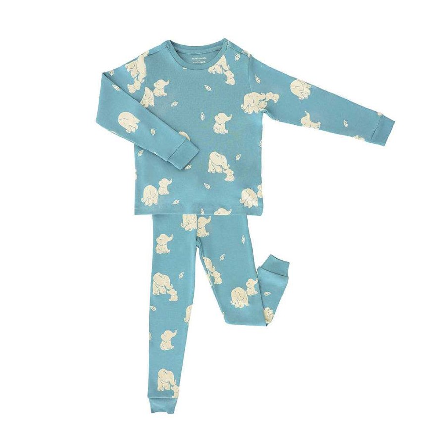 Dress Le Petit Society | Motherswork X Le Petit Society Long Sleeve Organic Pyjamas Set In Elephant Print