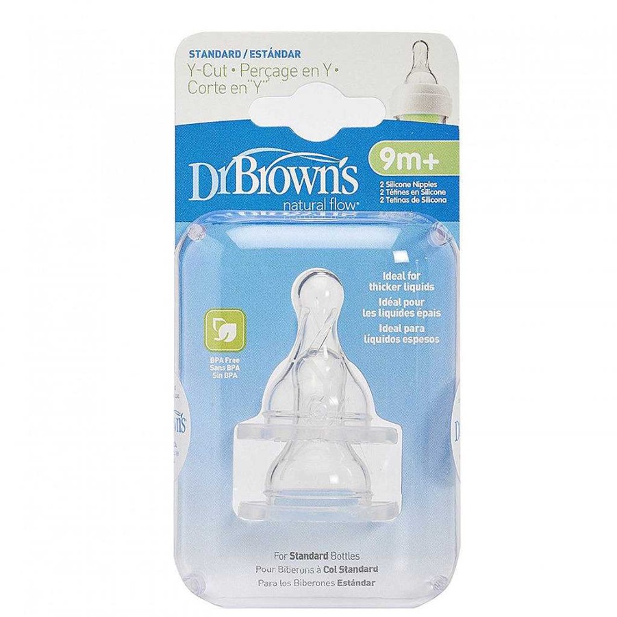 Eat Dr Brown's Teats | Dr. Brown'S Standard Silicone Nipple - Y-Cut (2 Pack) Transparent