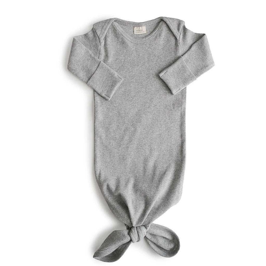 Dress Mushie | Mushie Ribbed Knotted Baby Gown