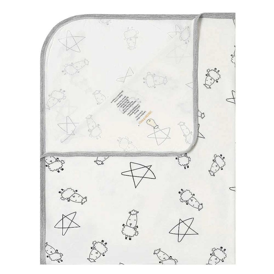 Sleep Baa Baa Sheepz | Baa Baa Sheepz Single Layer Blanket Cute Big Star & Sheepz White - 4T