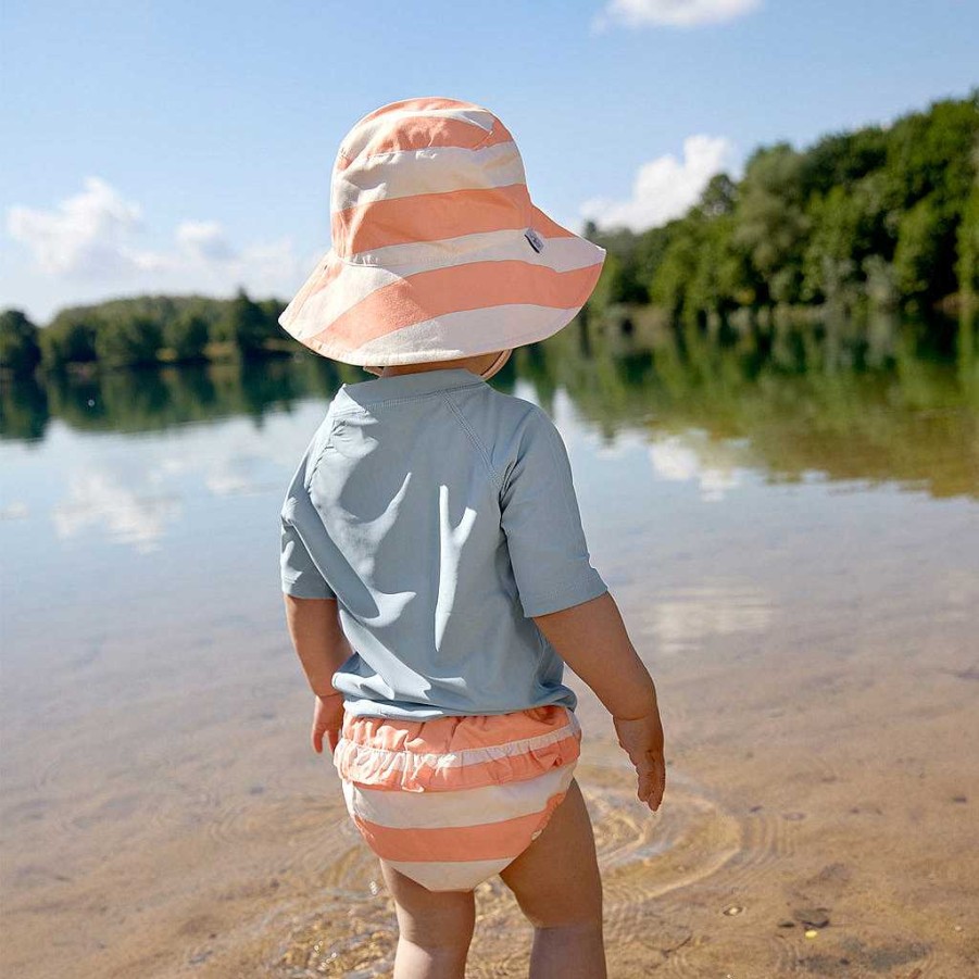 Dress Lassig | Lassig Sun Protection Bucket Hat, Block Stripes Milky Peach