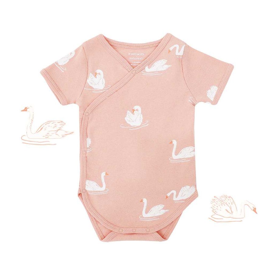 Dress Le Petit Society | Motherswork X Le Petit Society Baby Organic Kimono Romper In Swan Print