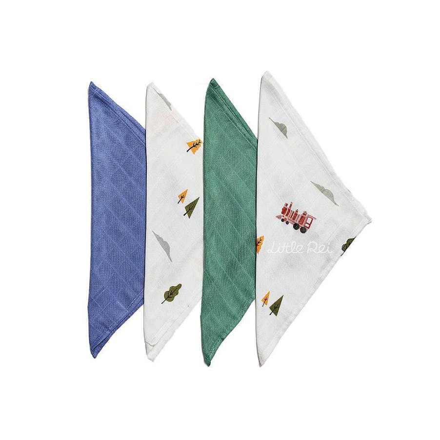 Bath Little Rei | Little Rei Bamboo Train Wash Cloth - 4Pc