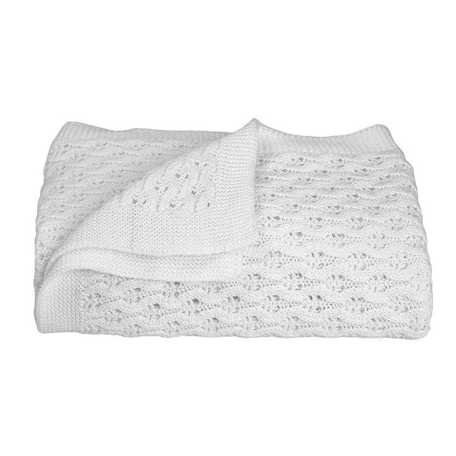 Sleep Living Textiles | Living Textiles 100% Cotton Lattice Knit Baby Blanket - Pure White