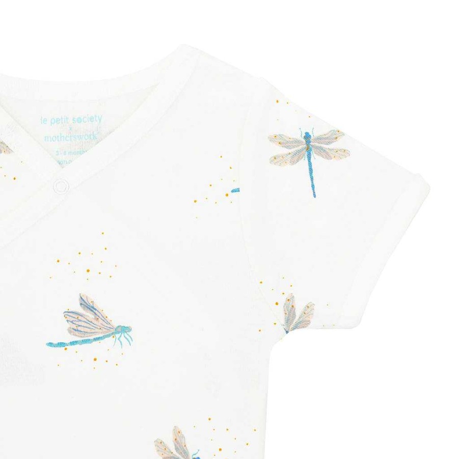 Dress Le Petit Society | Motherswork X Le Petit Society Baby Organic Kimono Romper In Dragonfly Print